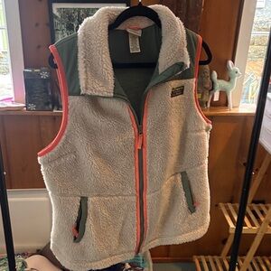 Cream and Green Fleece Vest